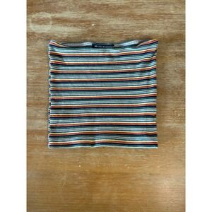 Brandy Melville Womens Striped Tube Top Ribbed Knit Strapless Multi Color One Sz